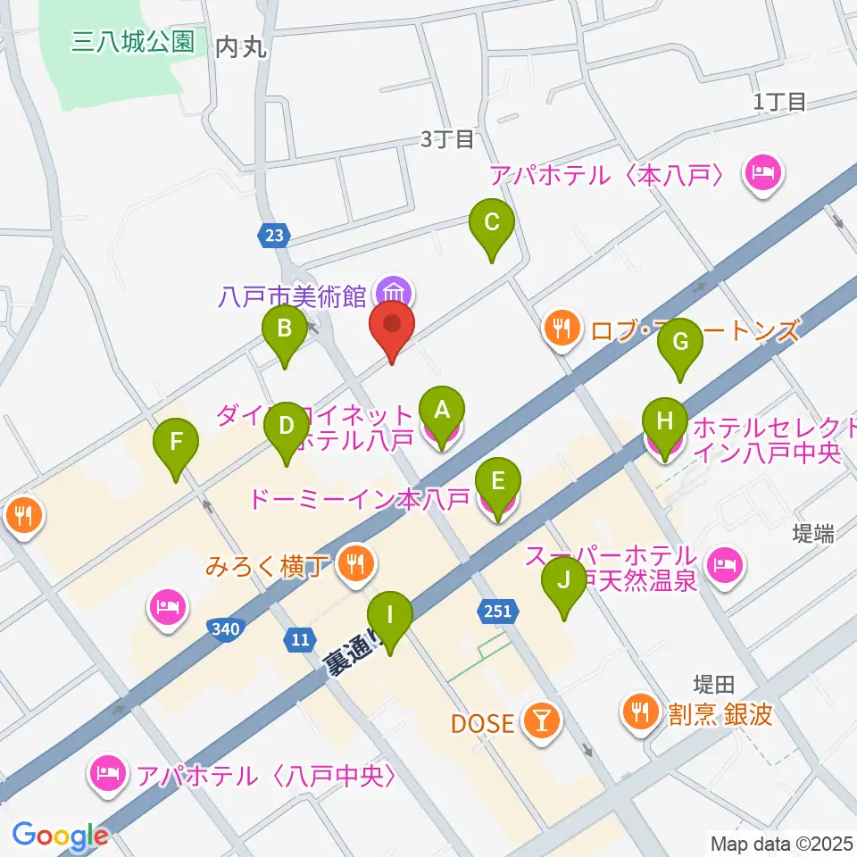 ビーエフエム周辺のホテル一覧地図