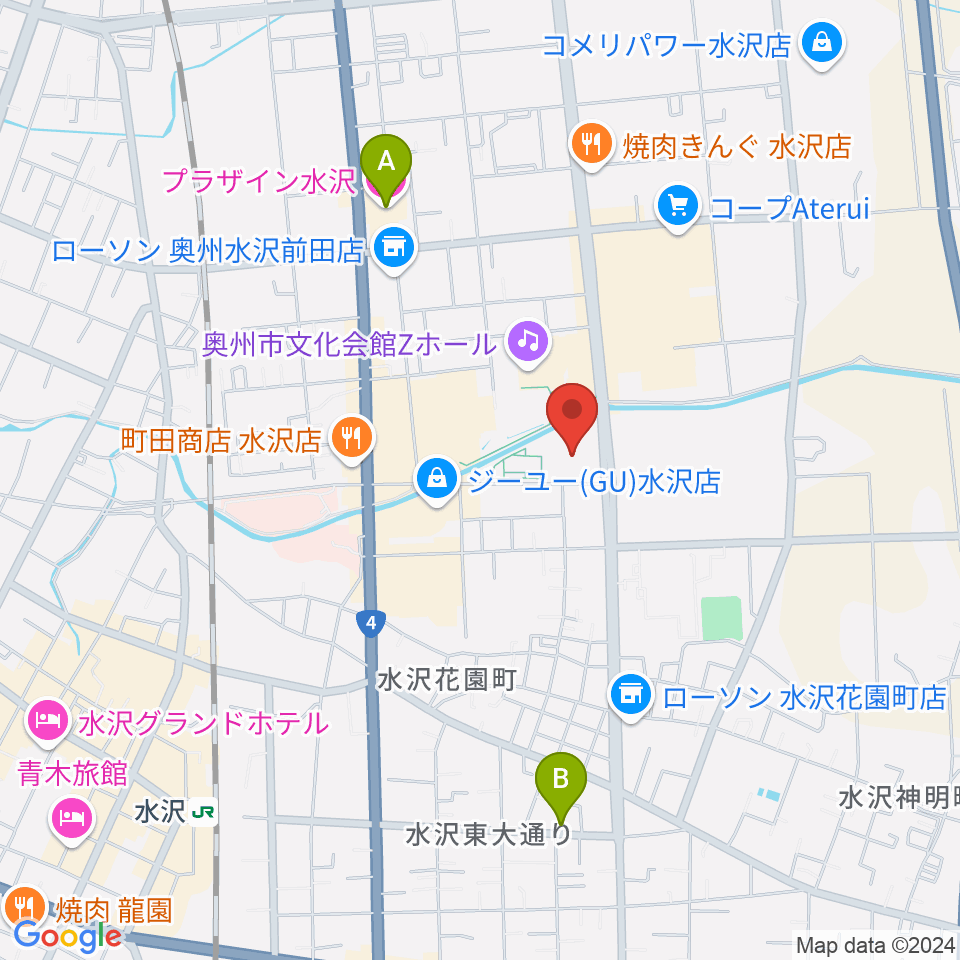 奥州エフエム周辺のホテル一覧地図