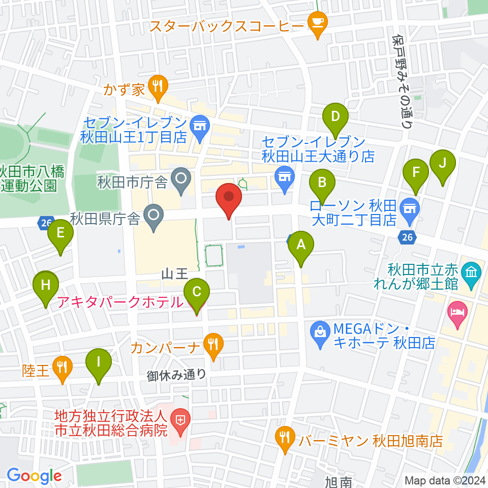 秋田コミュニティー放送周辺のホテル一覧地図