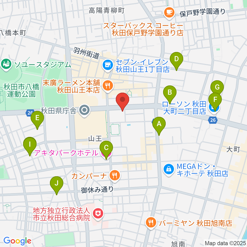 秋田コミュニティー放送周辺のホテル一覧地図