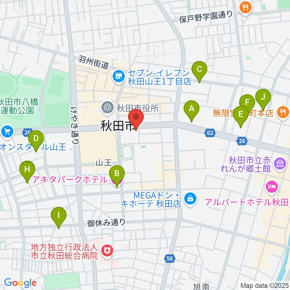 秋田コミュニティー放送周辺のホテル一覧地図