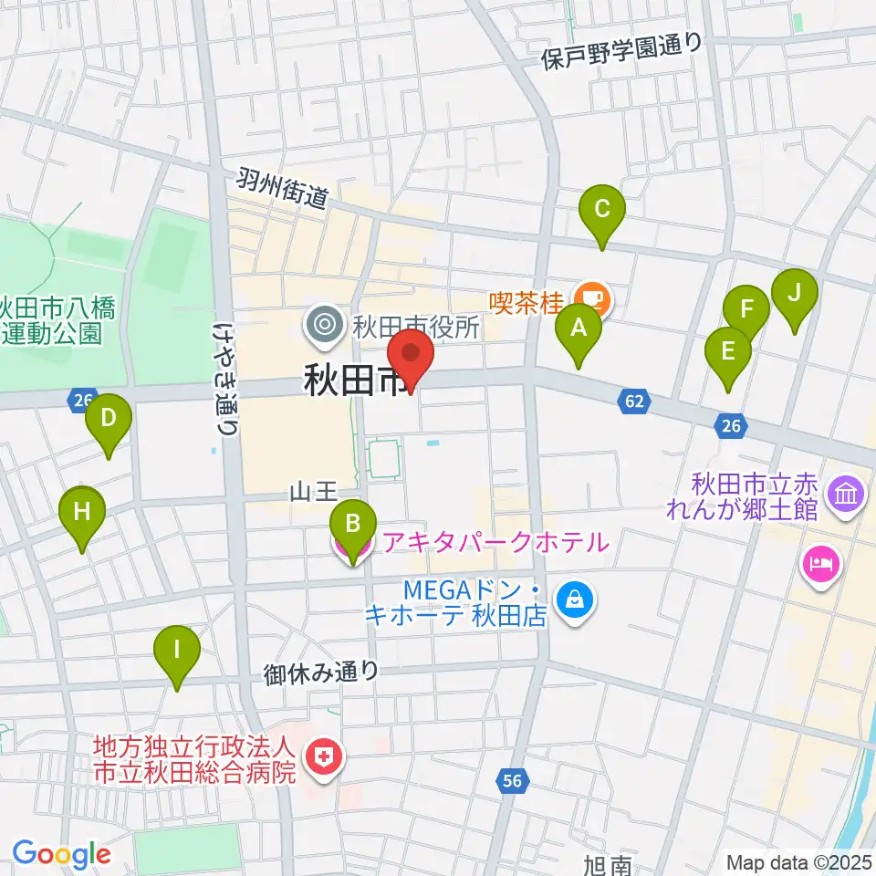 秋田コミュニティー放送周辺のホテル一覧地図