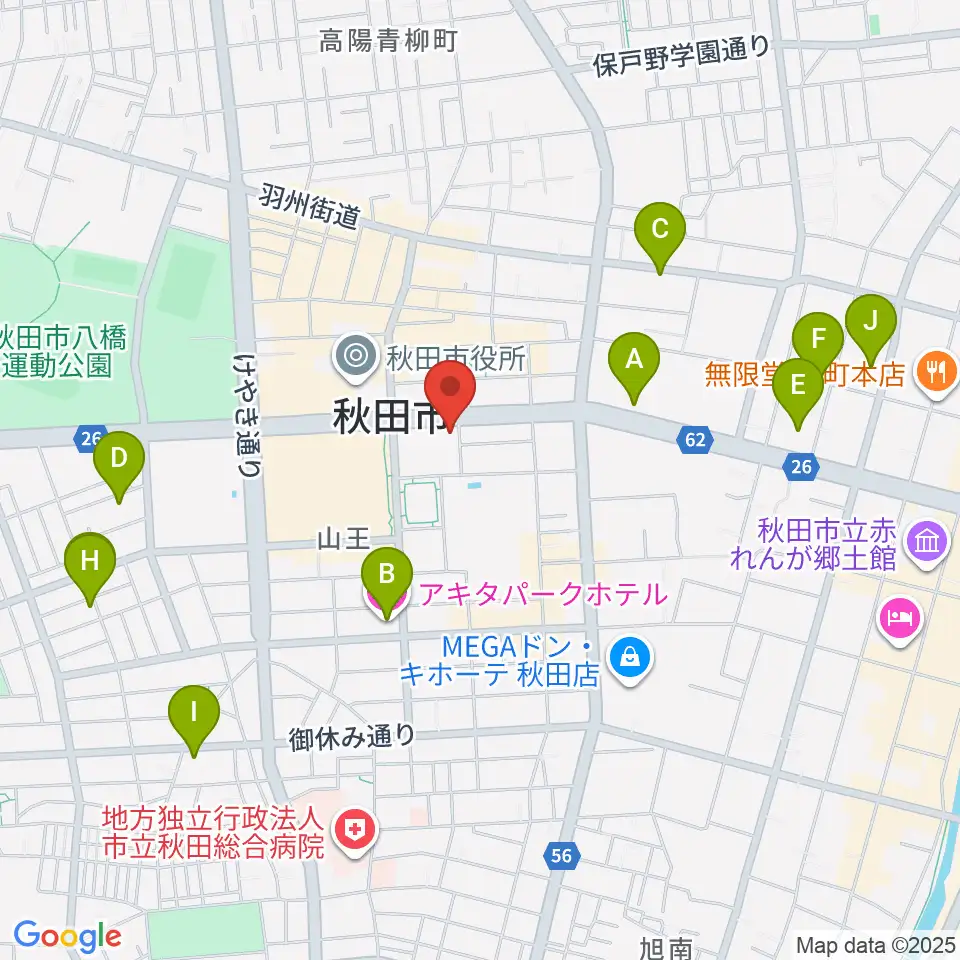 秋田コミュニティー放送周辺のホテル一覧地図