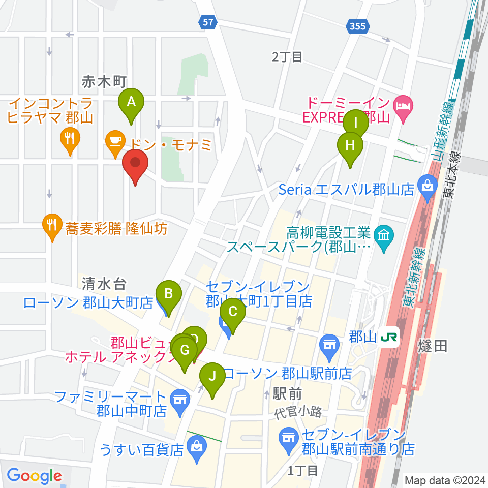 ココラジ周辺のホテル一覧地図