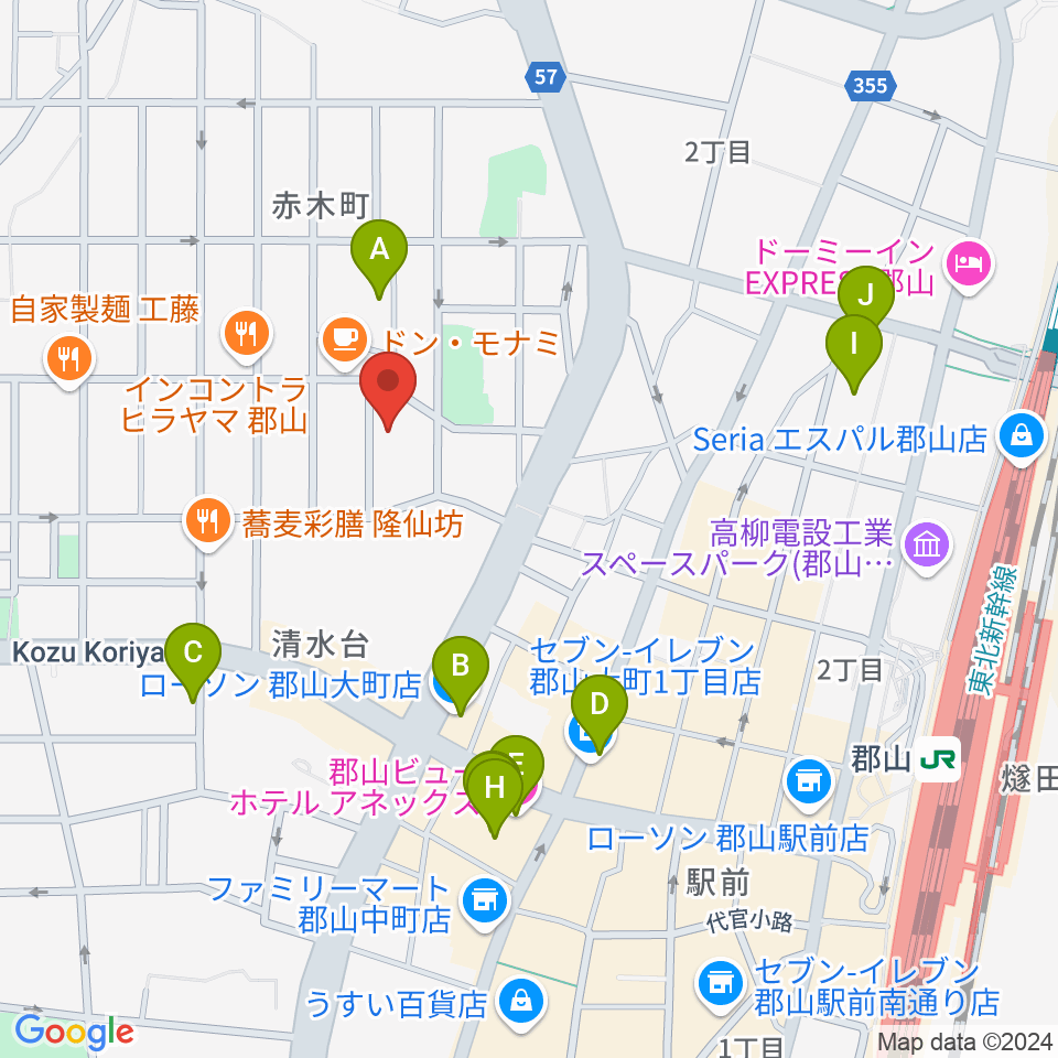 ココラジ周辺のホテル一覧地図