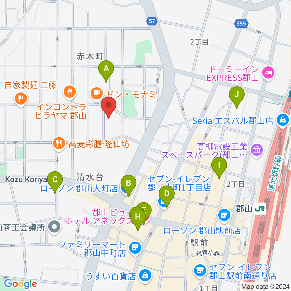 ココラジ周辺のホテル一覧地図