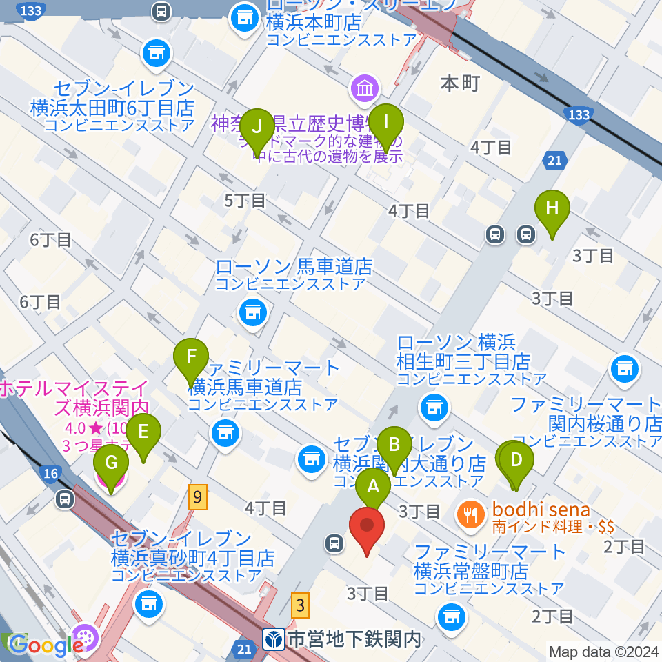 横浜BAYSIS周辺のホテル一覧地図