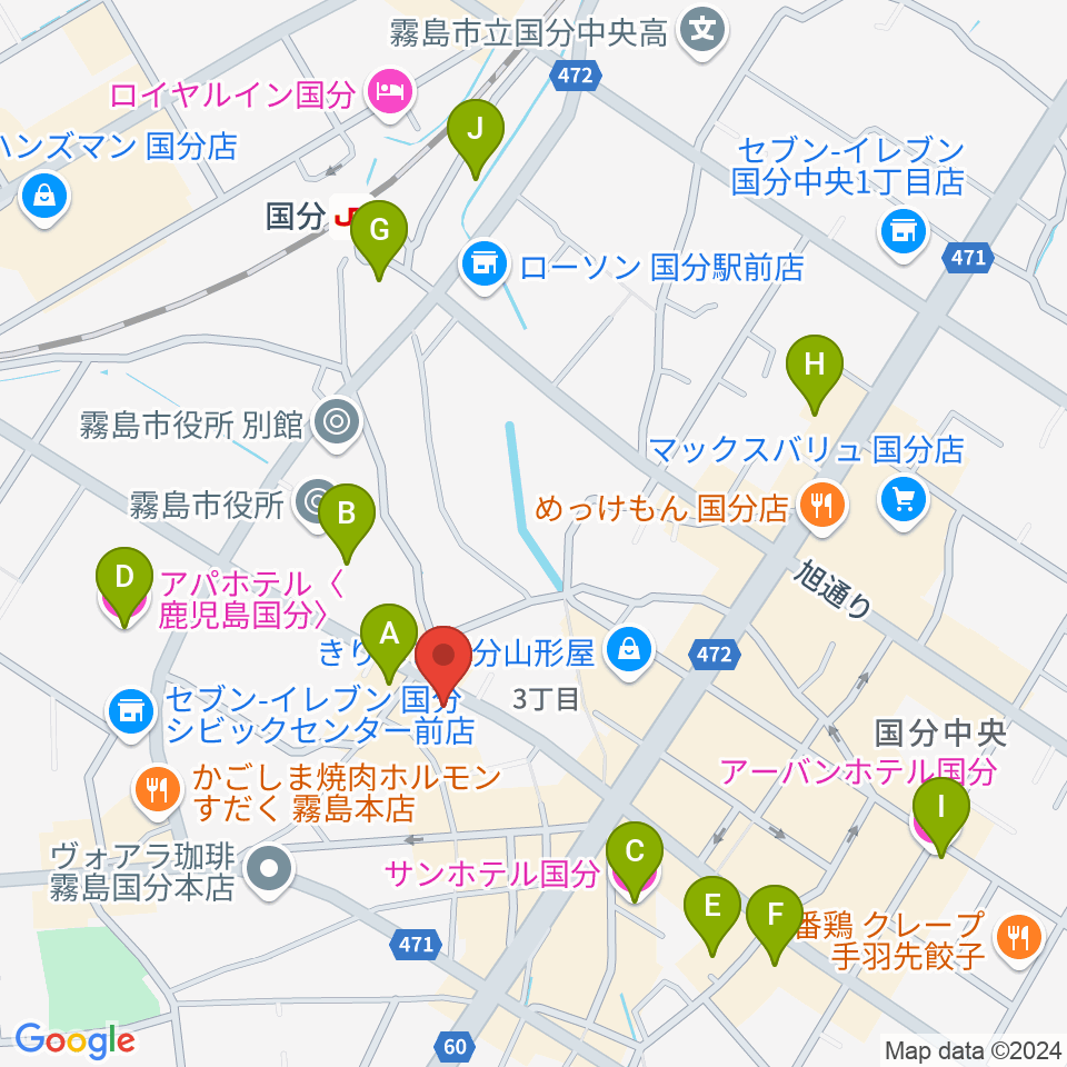 FMきりしま プラスきりしま周辺のホテル一覧地図