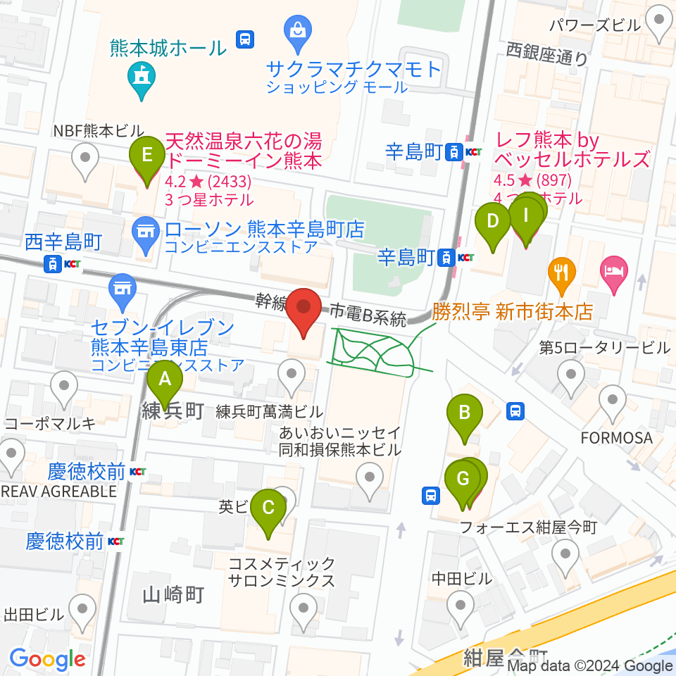 FM791 熊本シティエフエム周辺のホテル一覧地図