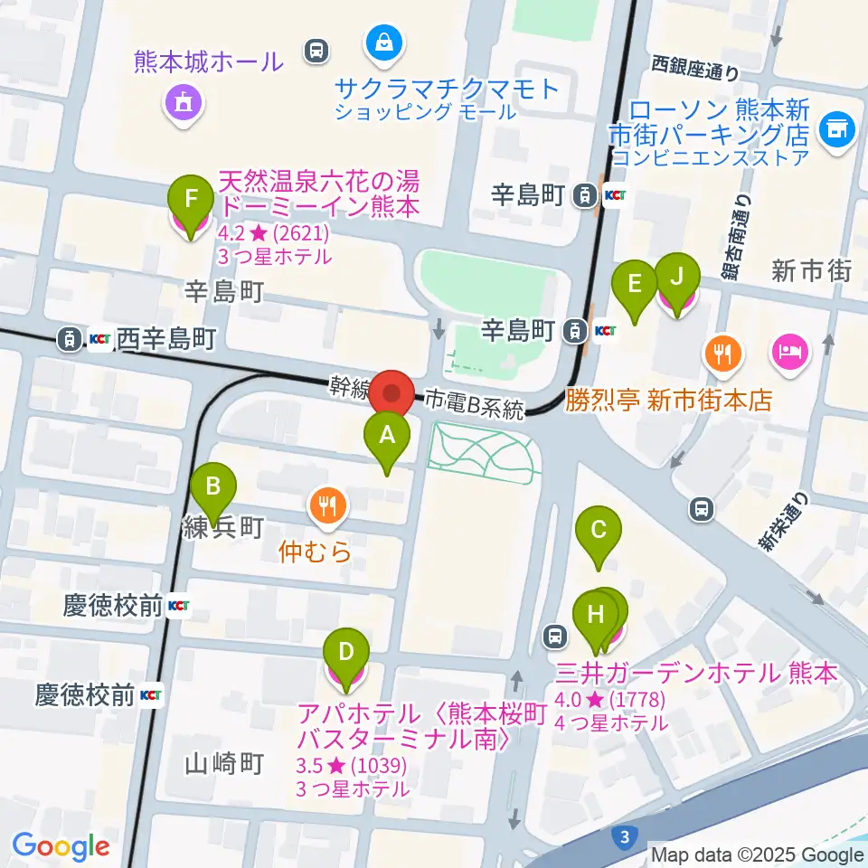 FM791 熊本シティエフエム周辺のホテル一覧地図
