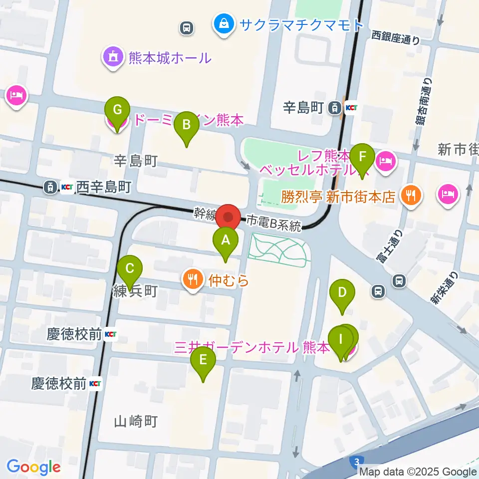 FM791 熊本シティエフエム周辺のホテル一覧地図