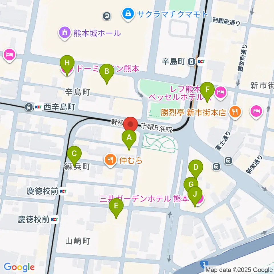 FM791 熊本シティエフエム周辺のホテル一覧地図