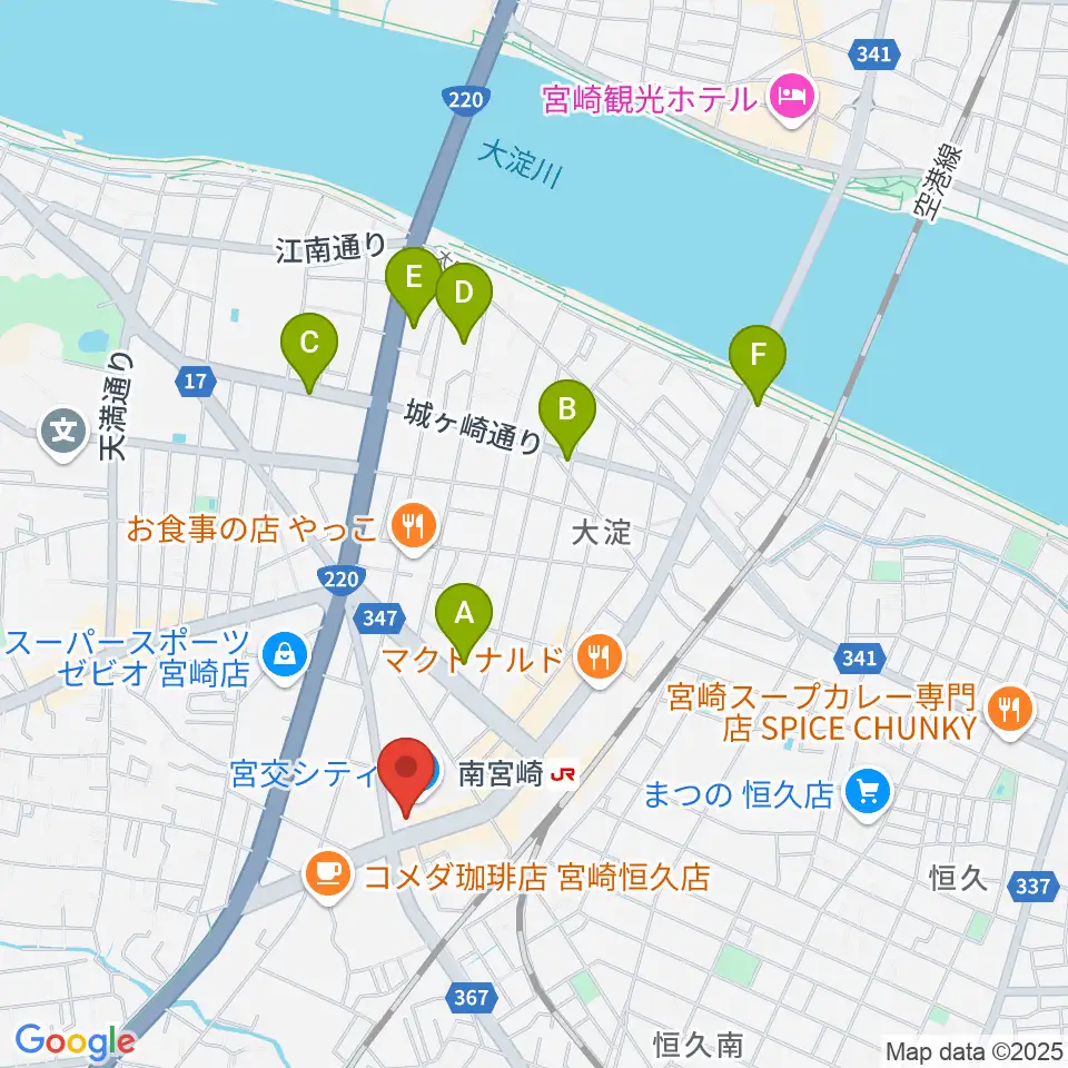 宮崎サンシャインFM周辺のホテル一覧地図