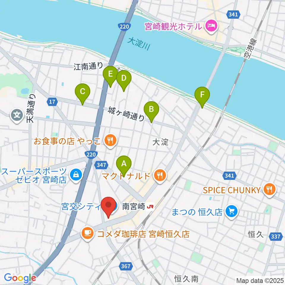 宮崎サンシャインFM周辺のホテル一覧地図