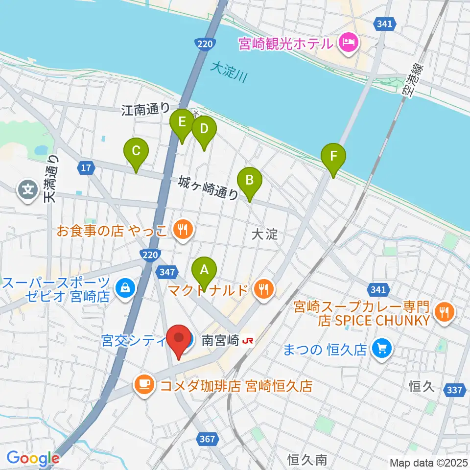 宮崎サンシャインFM周辺のホテル一覧地図