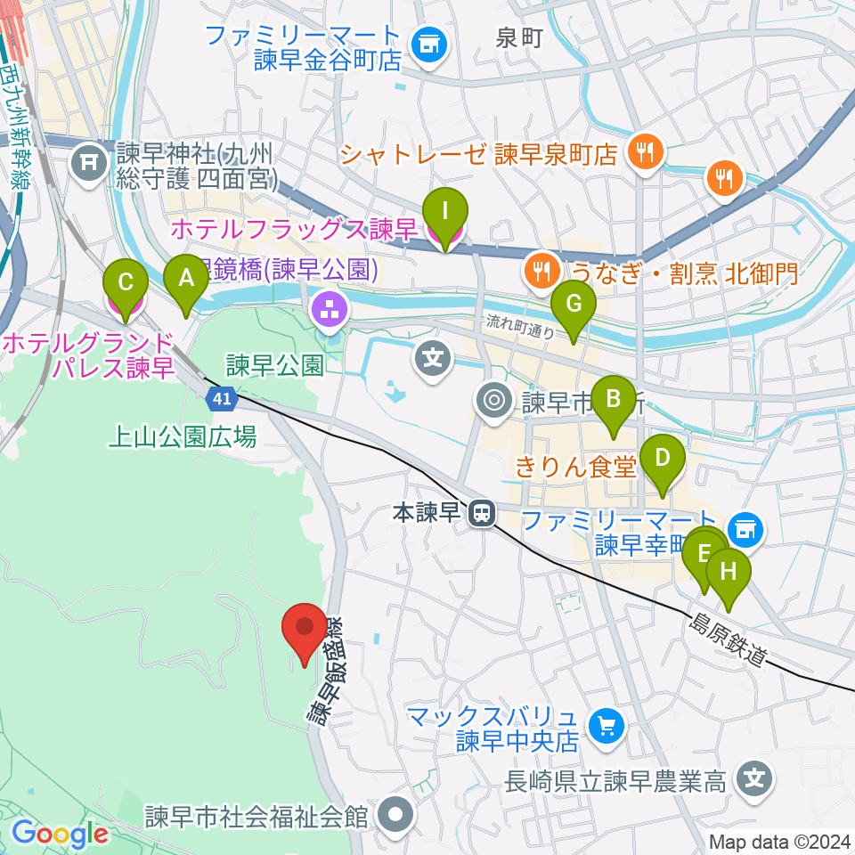 エフエム諫早 レインボーFM周辺のホテル一覧地図