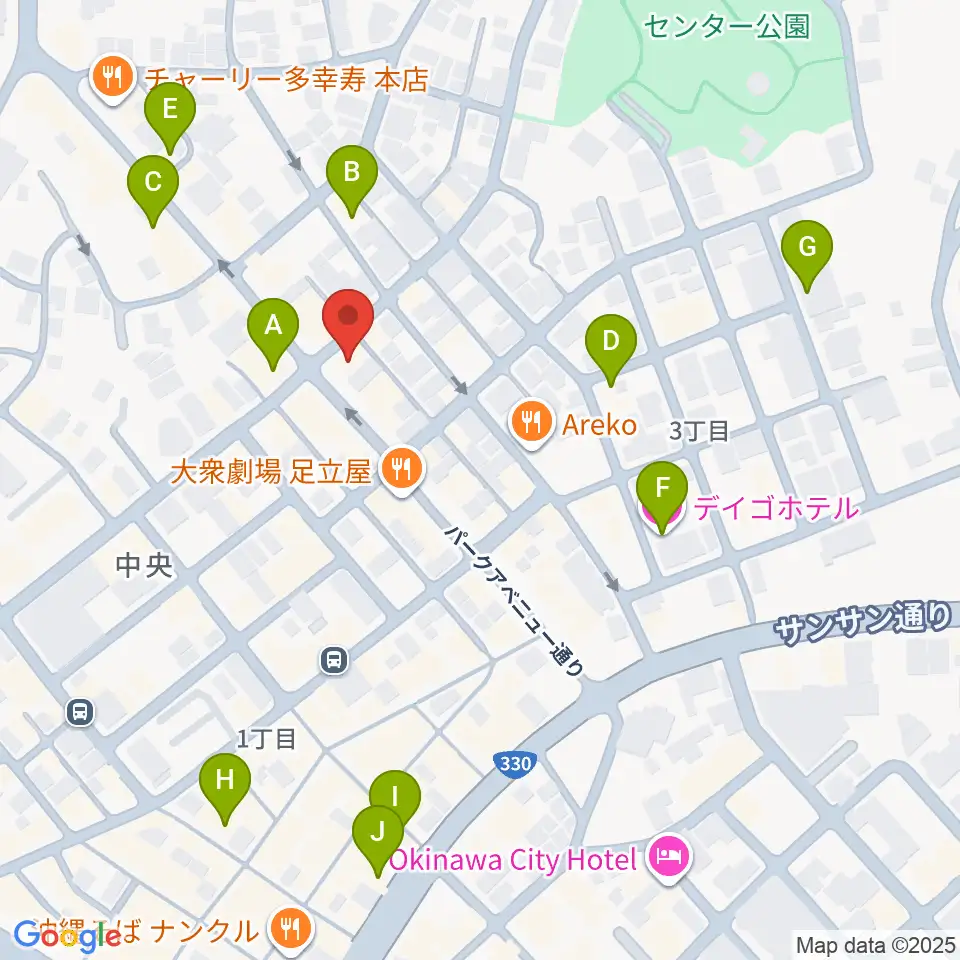 FMコザ周辺のホテル一覧地図