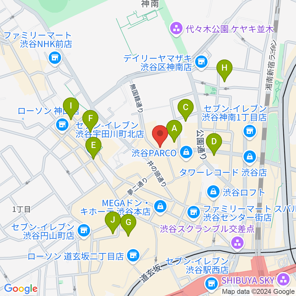 aube渋谷周辺のホテル一覧地図