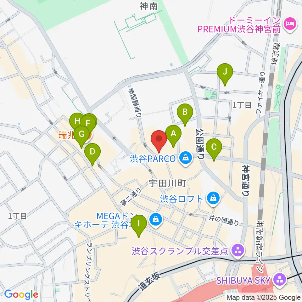 aube渋谷周辺のホテル一覧地図