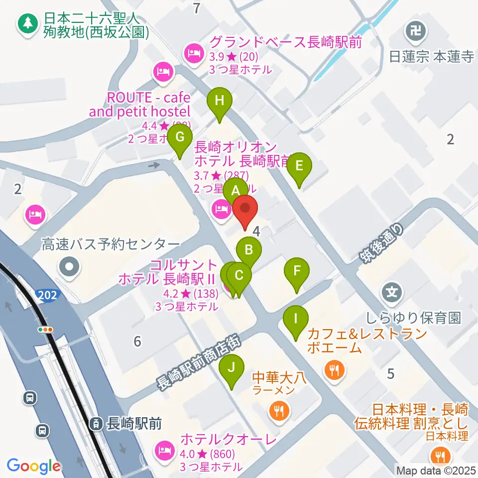 長崎市民FM周辺のホテル一覧地図