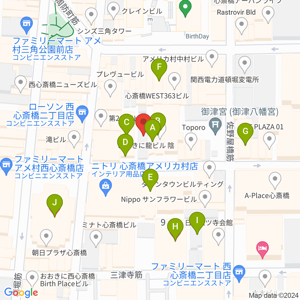 グリーンスタジオ周辺のホテル一覧地図