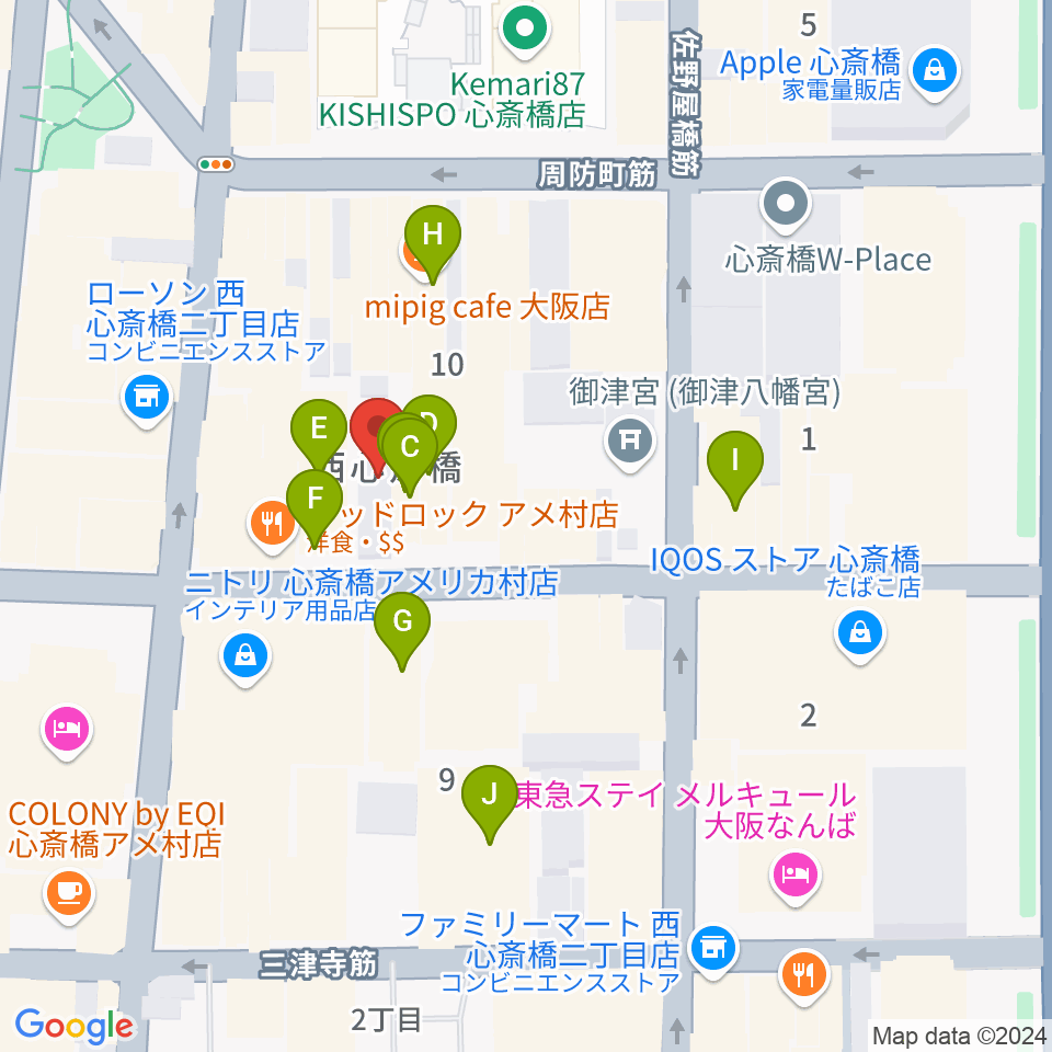 グリーンスタジオ周辺のホテル一覧地図