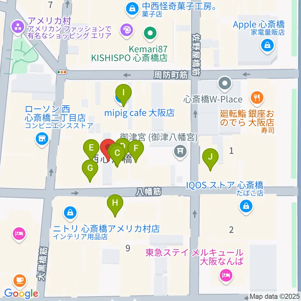 グリーンスタジオ周辺のホテル一覧地図
