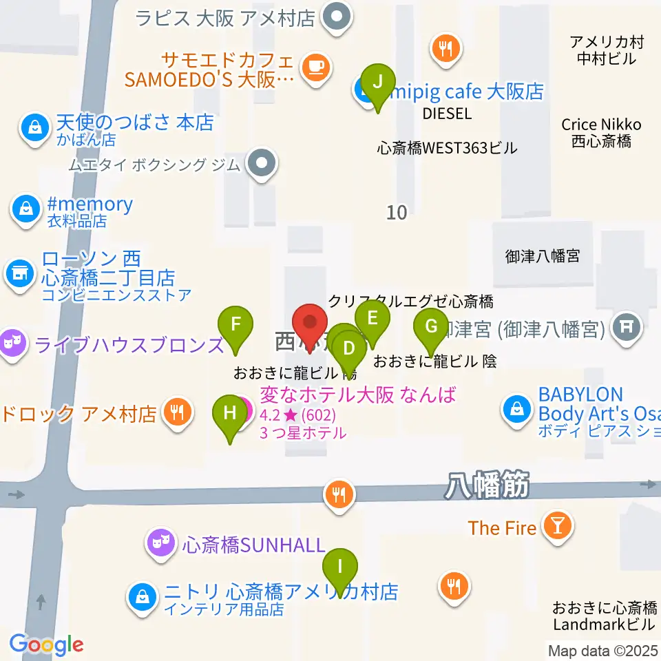 グリーンスタジオ周辺のホテル一覧地図
