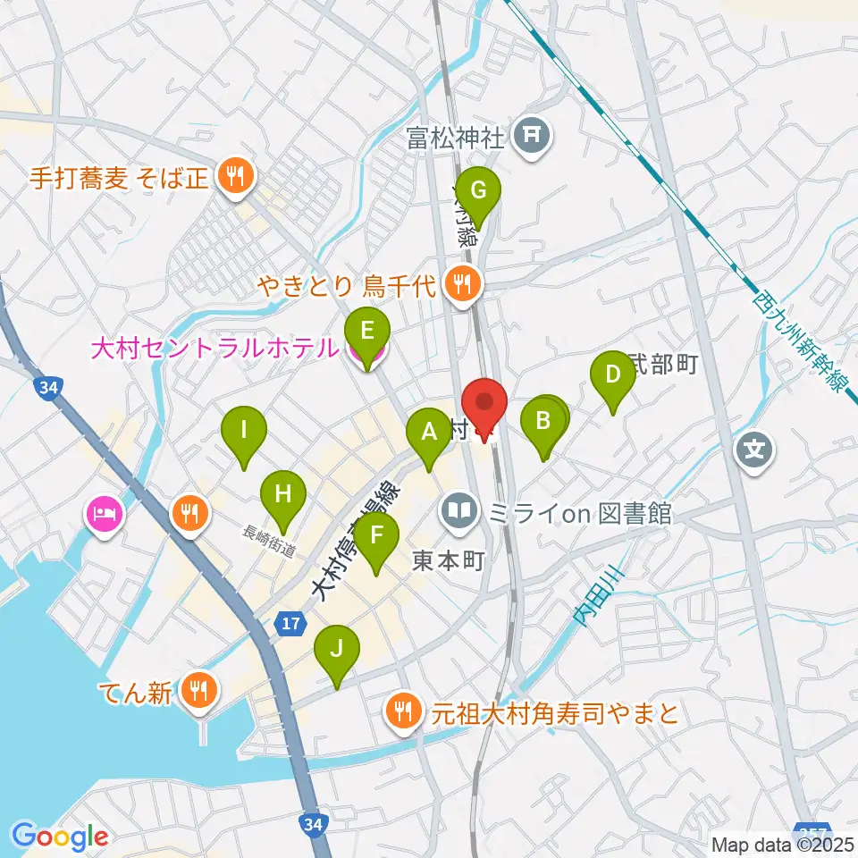 FMおおむら周辺のホテル一覧地図