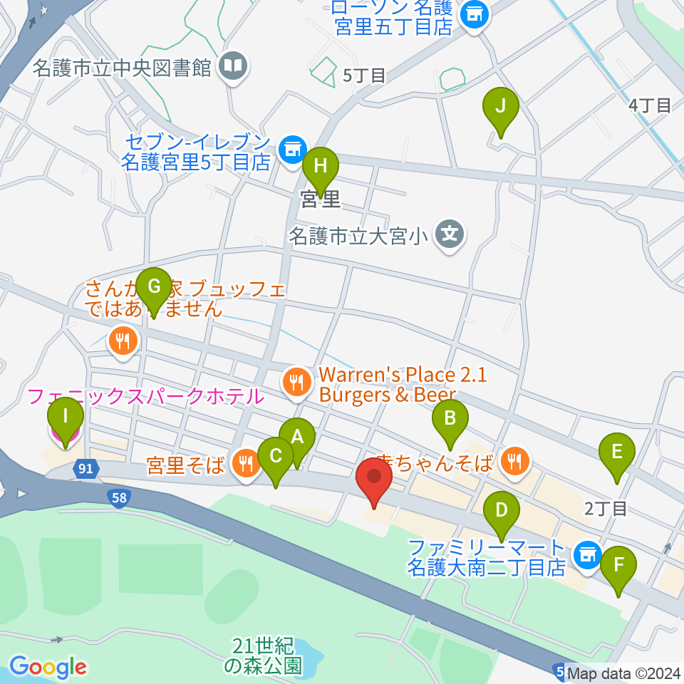 FMやんばる周辺のホテル一覧地図