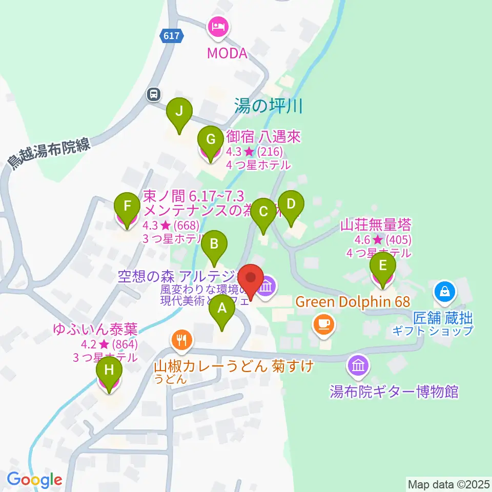 ゆふいんラヂオ局周辺のホテル一覧地図