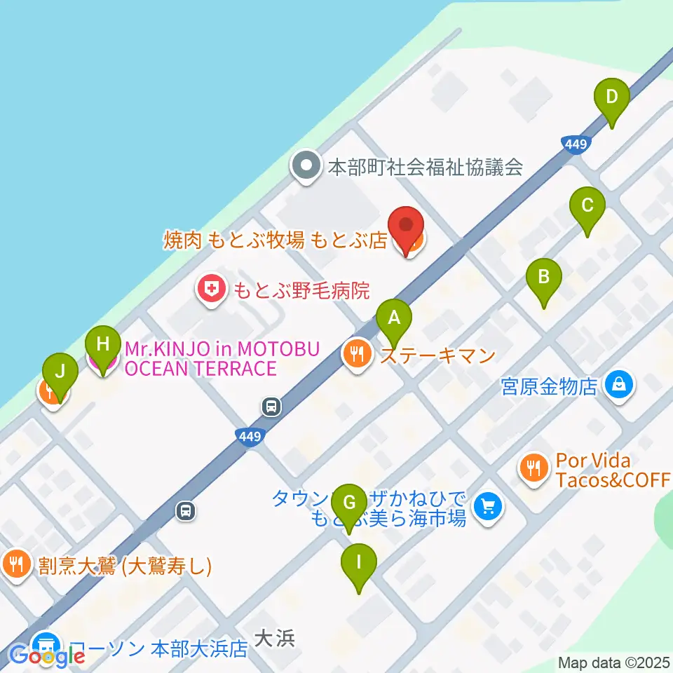 ちゅらハートFMもとぶ周辺のホテル一覧地図