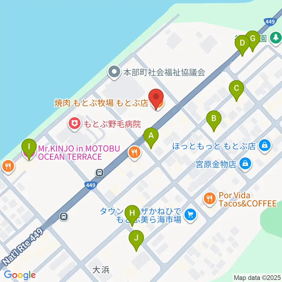 ちゅらハートFMもとぶ周辺のホテル一覧地図