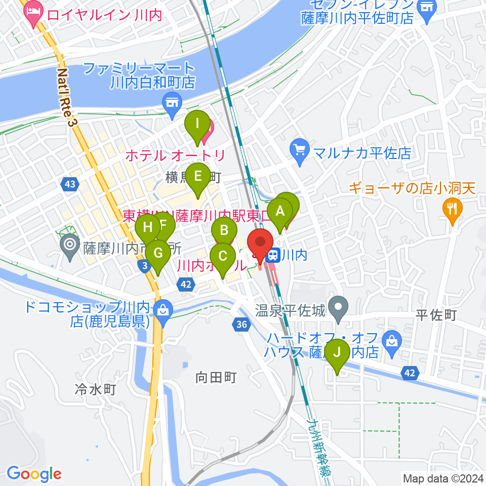 FMさつませんだい周辺のホテル一覧地図