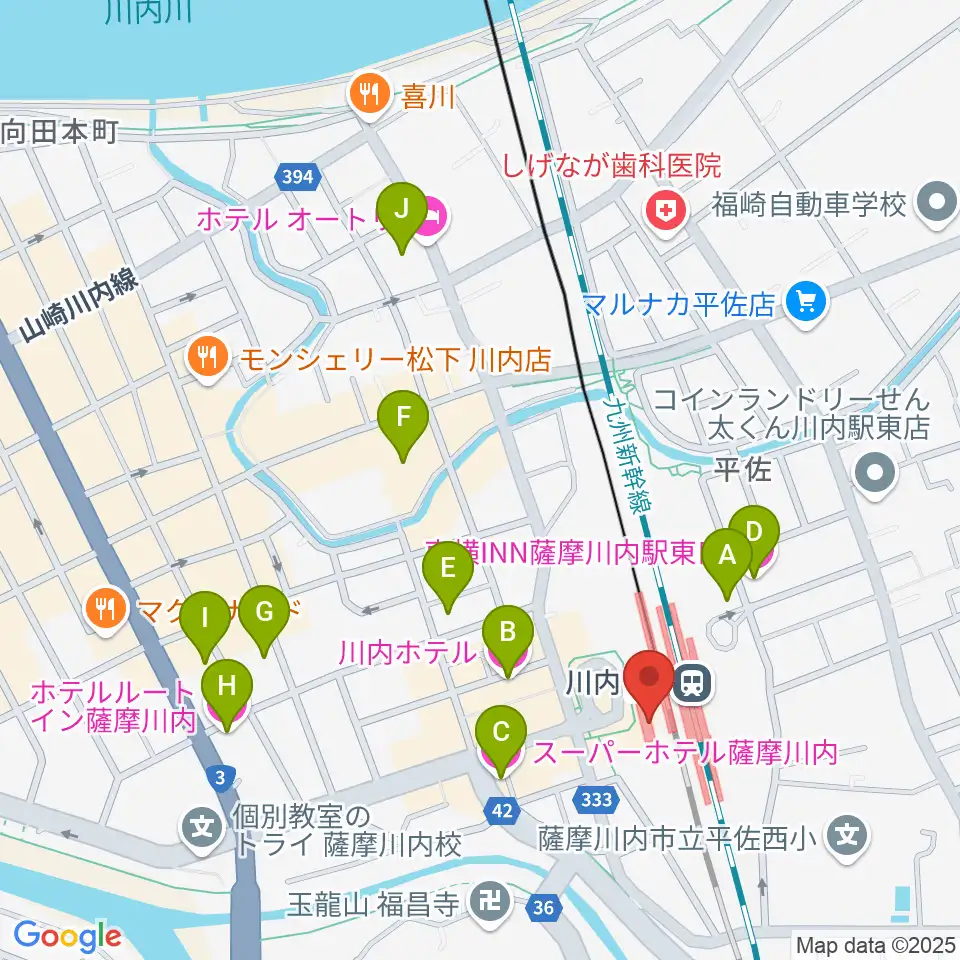 FMさつませんだい周辺のホテル一覧地図