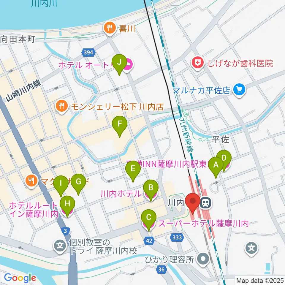 FMさつませんだい周辺のホテル一覧地図