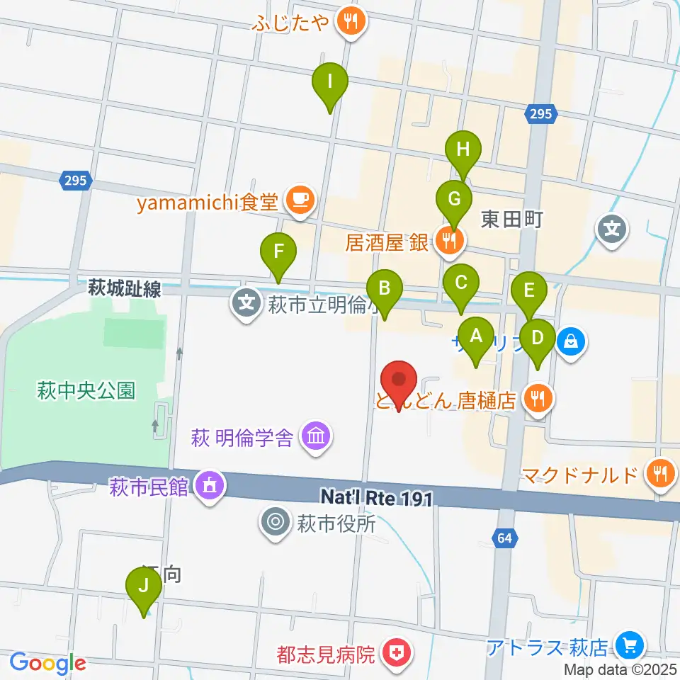 エフエム萩周辺のホテル一覧地図