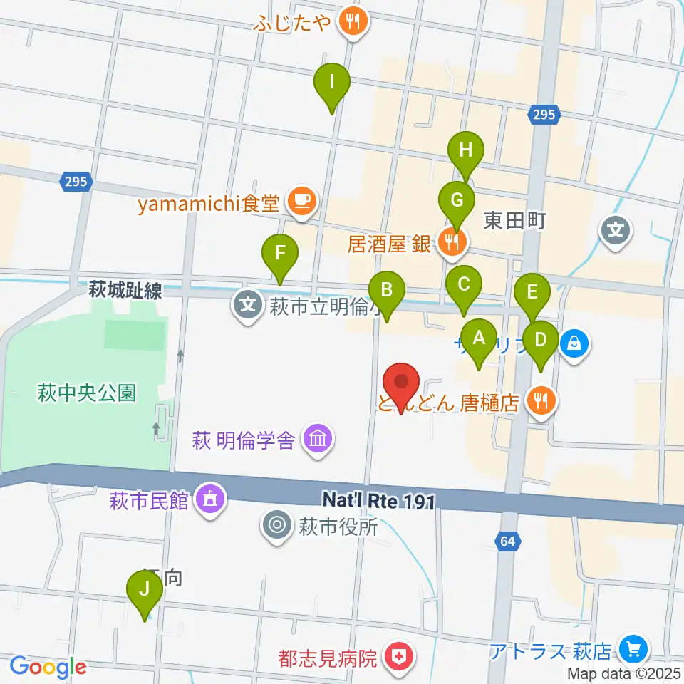エフエム萩周辺のホテル一覧地図