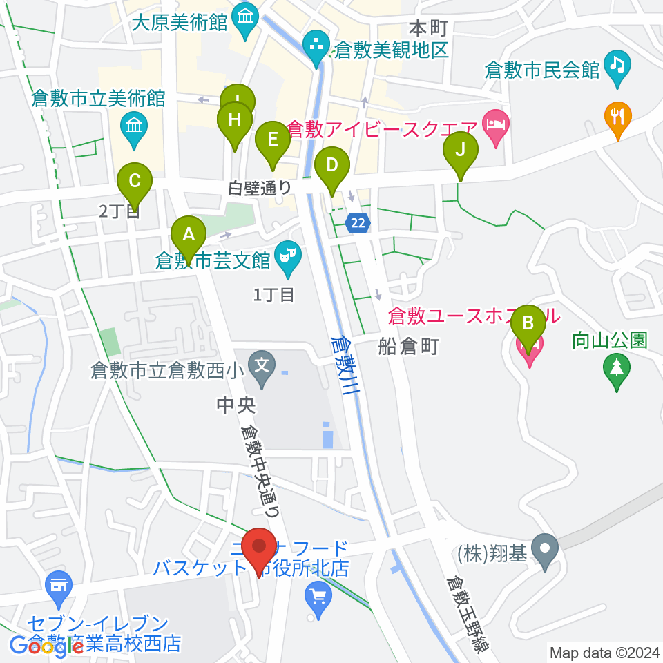 FMくらしき周辺のホテル一覧地図