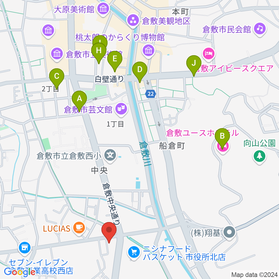 FMくらしき周辺のホテル一覧地図