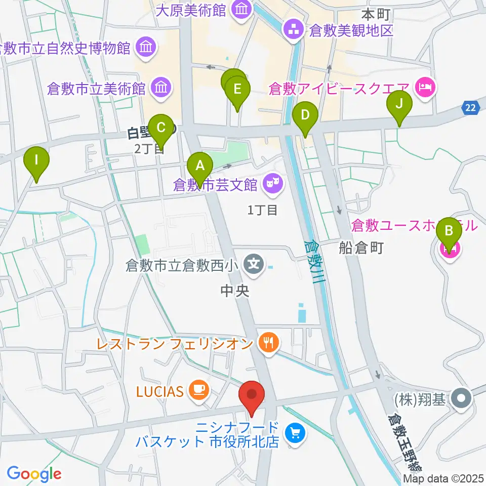 FMくらしき周辺のホテル一覧地図