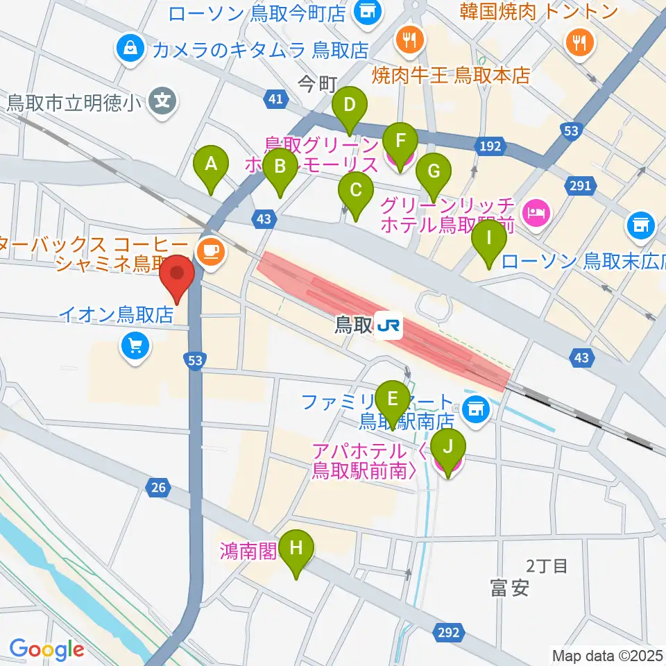 FM鳥取周辺のホテル一覧地図