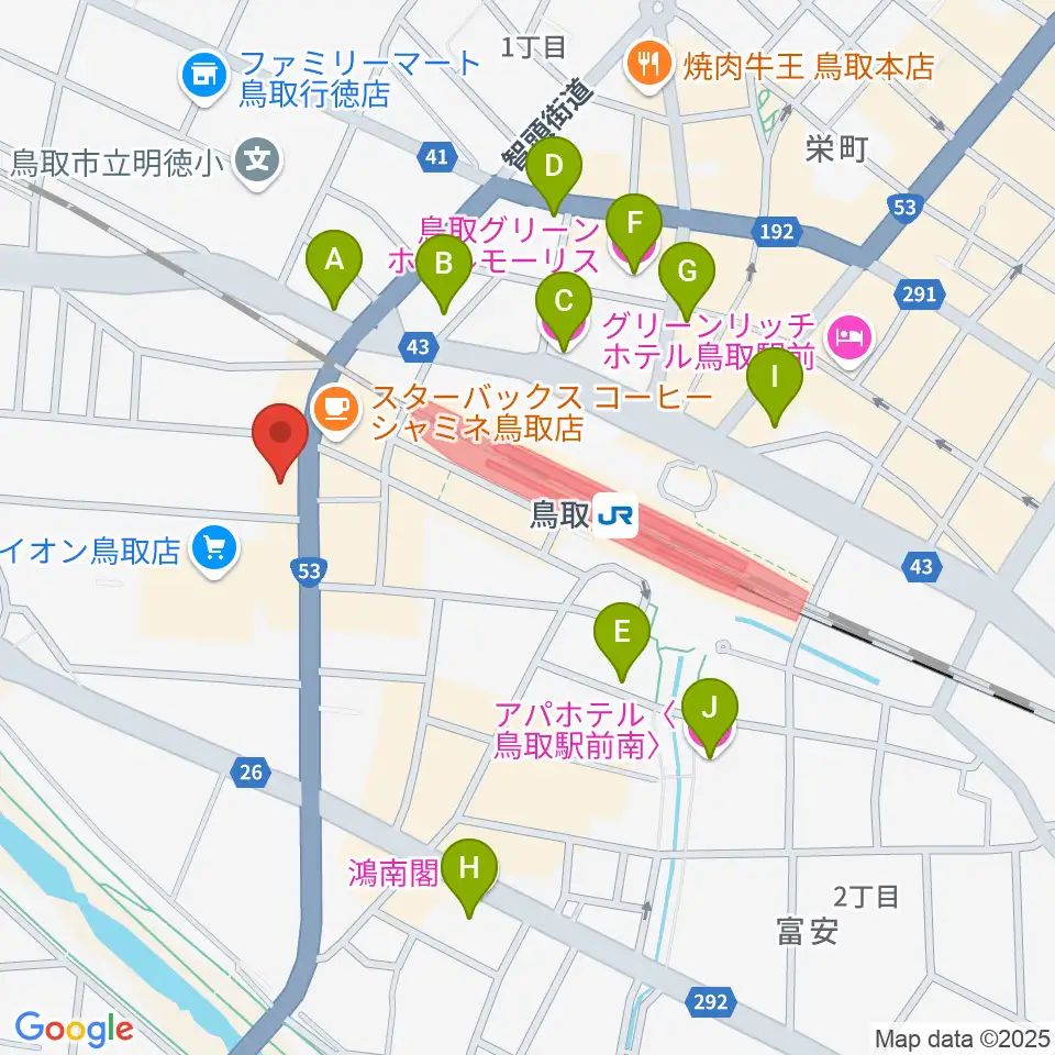 FM鳥取周辺のホテル一覧地図