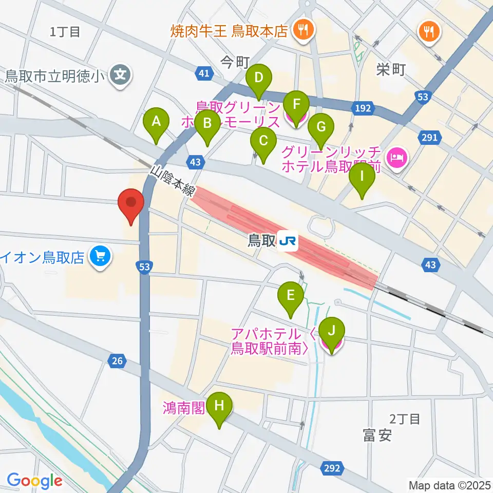 FM鳥取周辺のホテル一覧地図