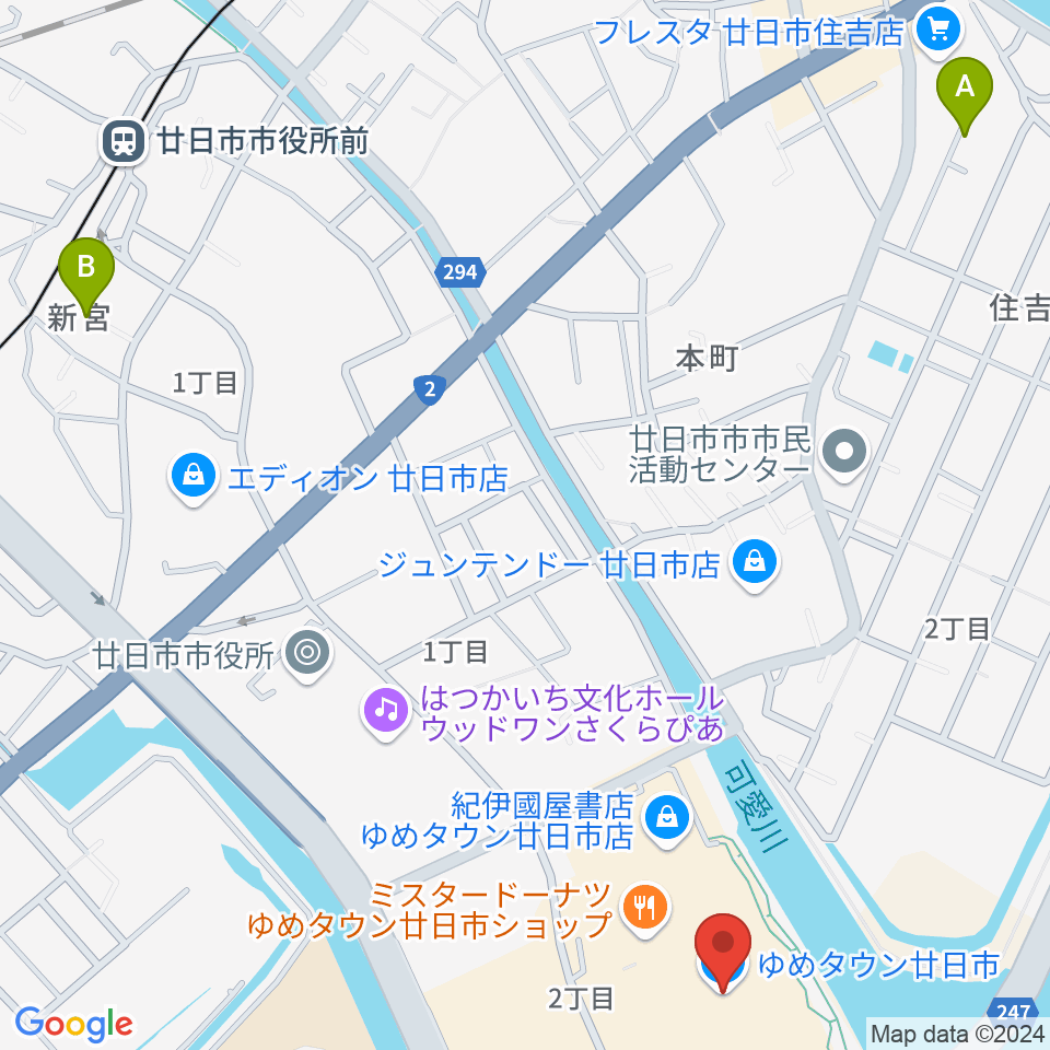 FMはつかいち周辺のホテル一覧地図