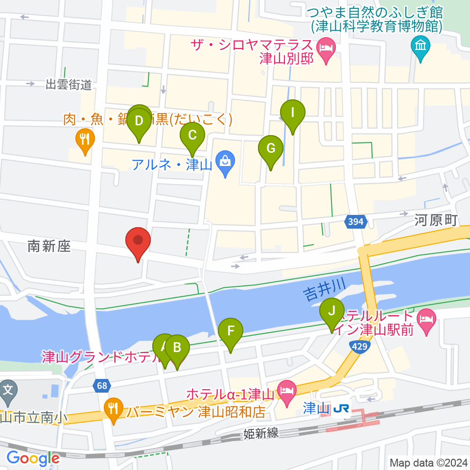 エフエムつやま周辺のホテル一覧地図