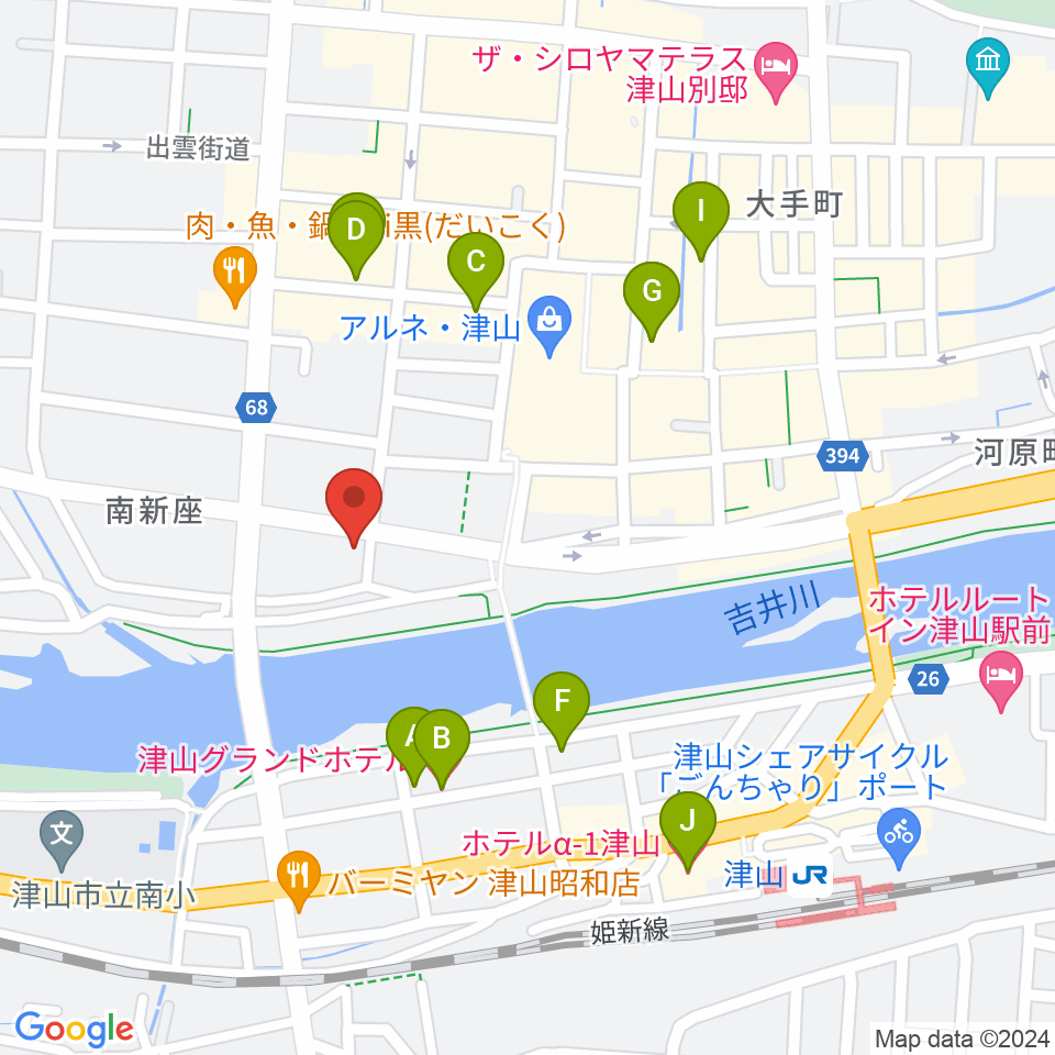 エフエムつやま周辺のホテル一覧地図