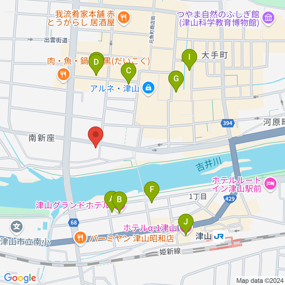 エフエムつやま周辺のホテル一覧地図