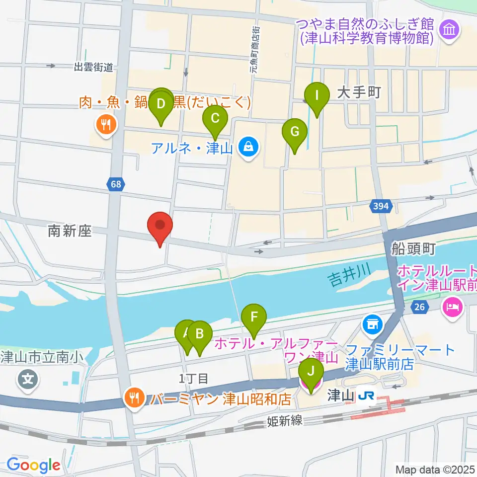 エフエムつやま周辺のホテル一覧地図