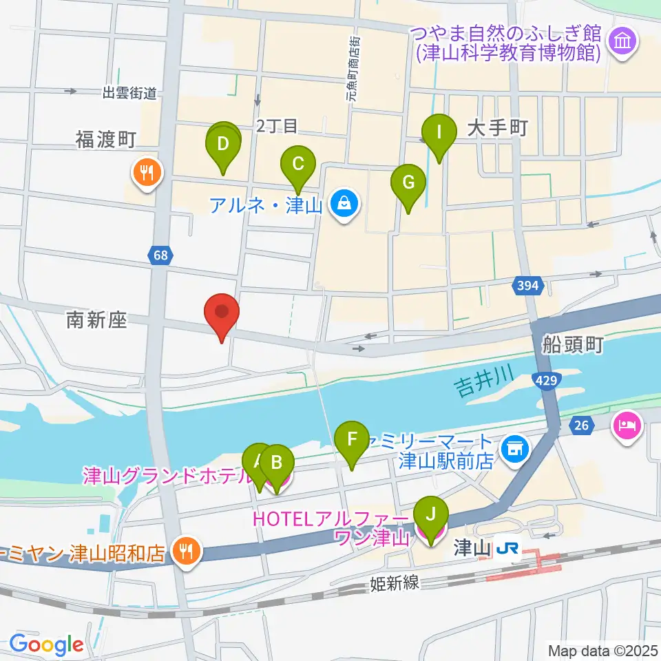 エフエムつやま周辺のホテル一覧地図